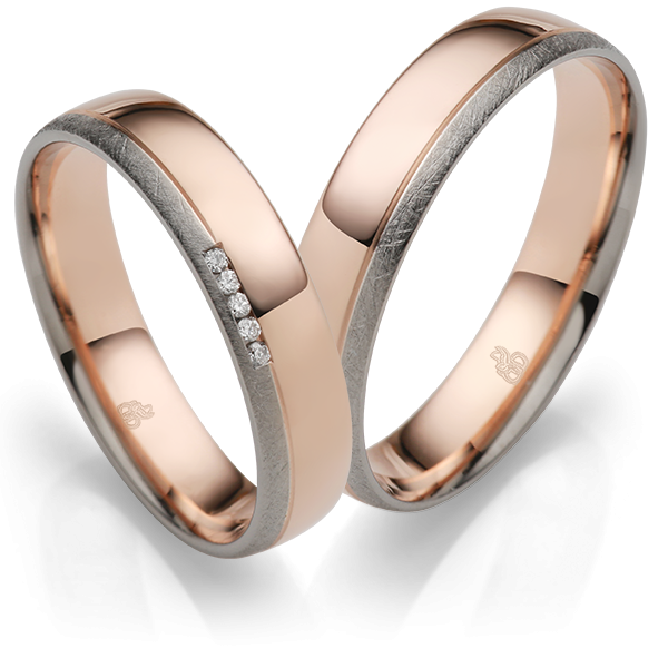 Rauschmayer Trauringe Weiss-Rotgold 11-51253 + 10-51253